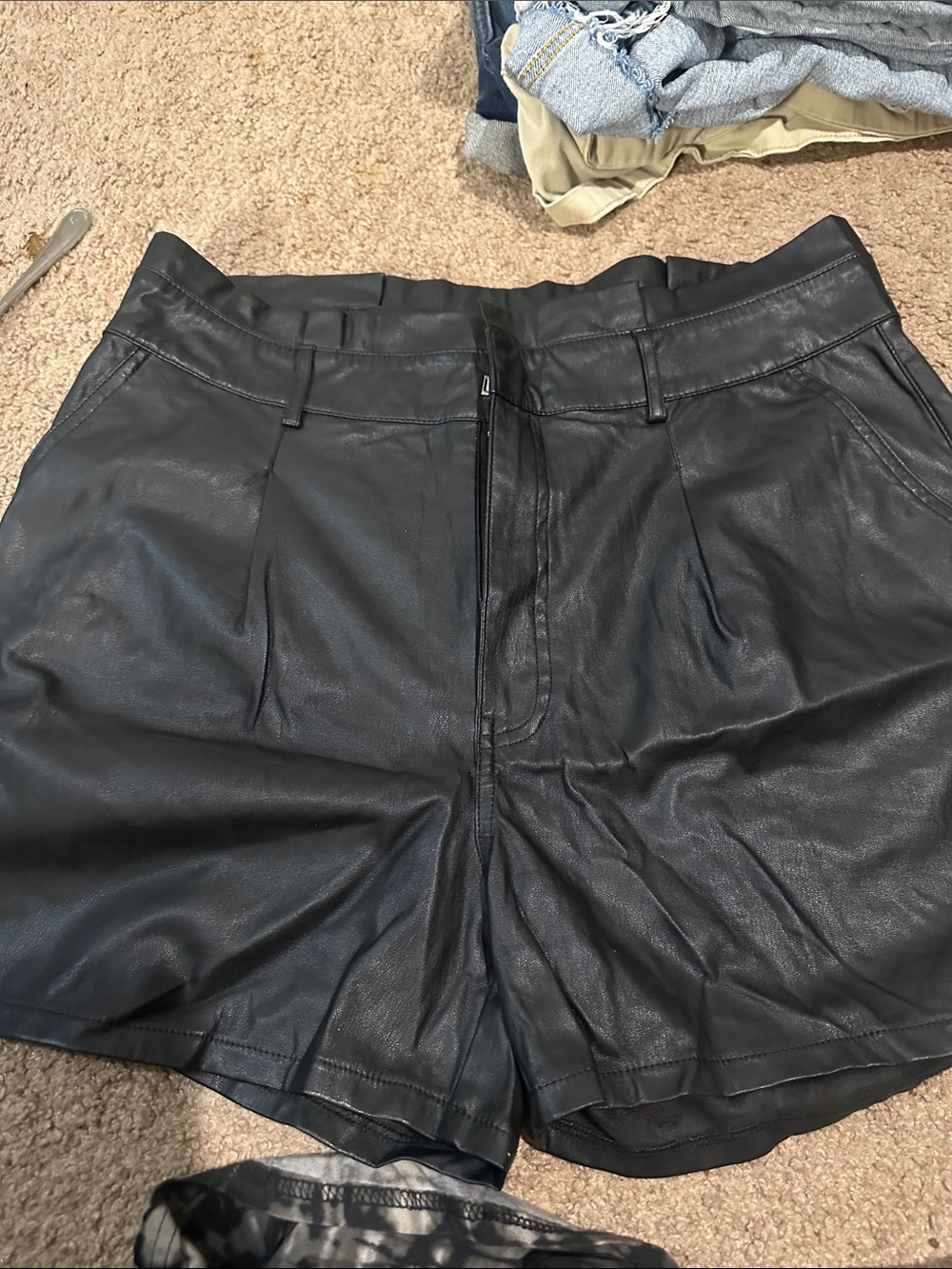 sofia by sofia vergara Black High-Waist Faux Leather Shorts